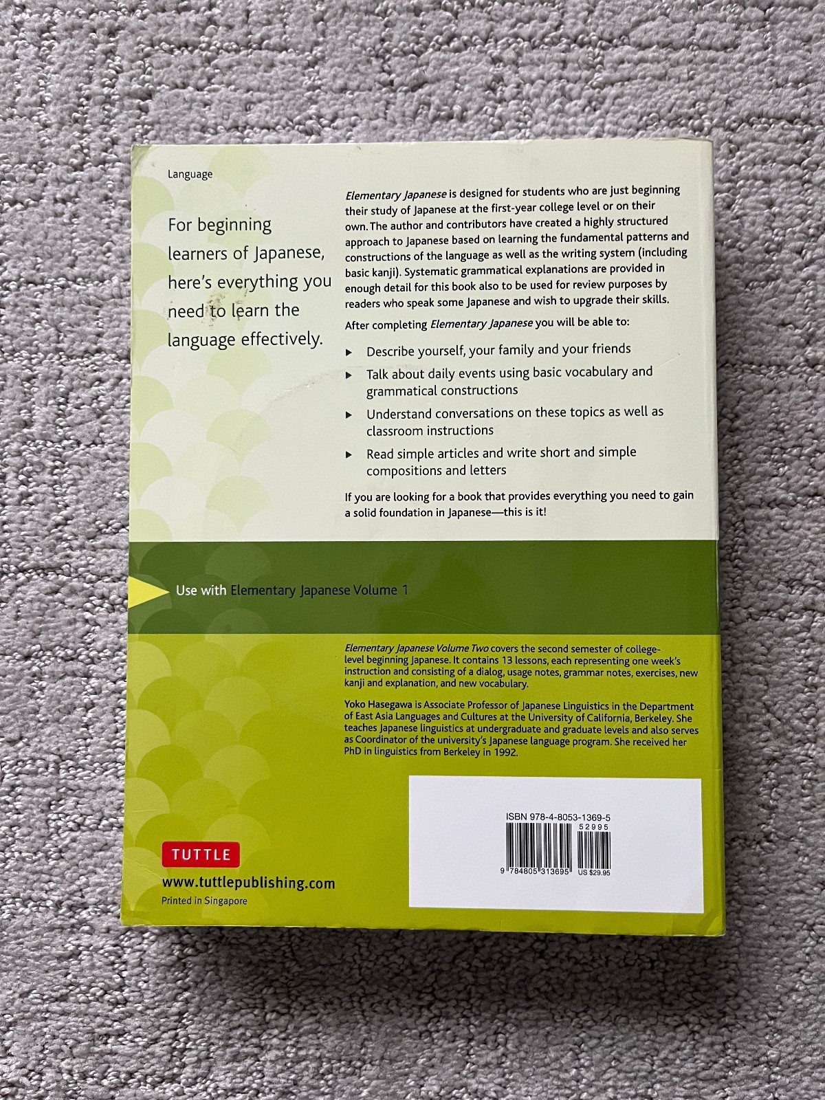 Elementary Japanese Volume Two – Japanese Textbook – ISBN ‎ 9784805313695