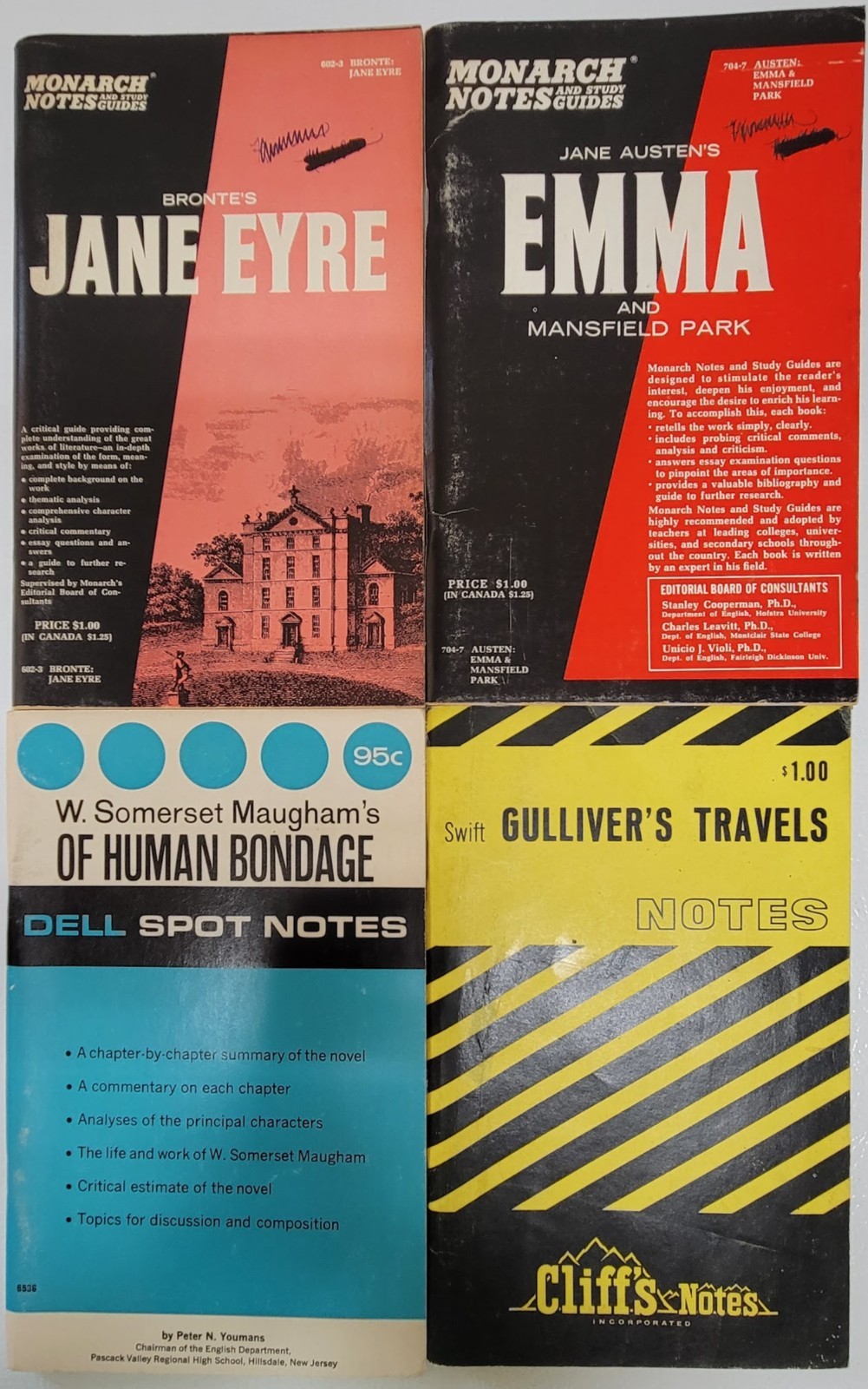 Dell, Cliff & Monarch Notes PB Study Guides – Lot of 8 Classics. Various Authors
