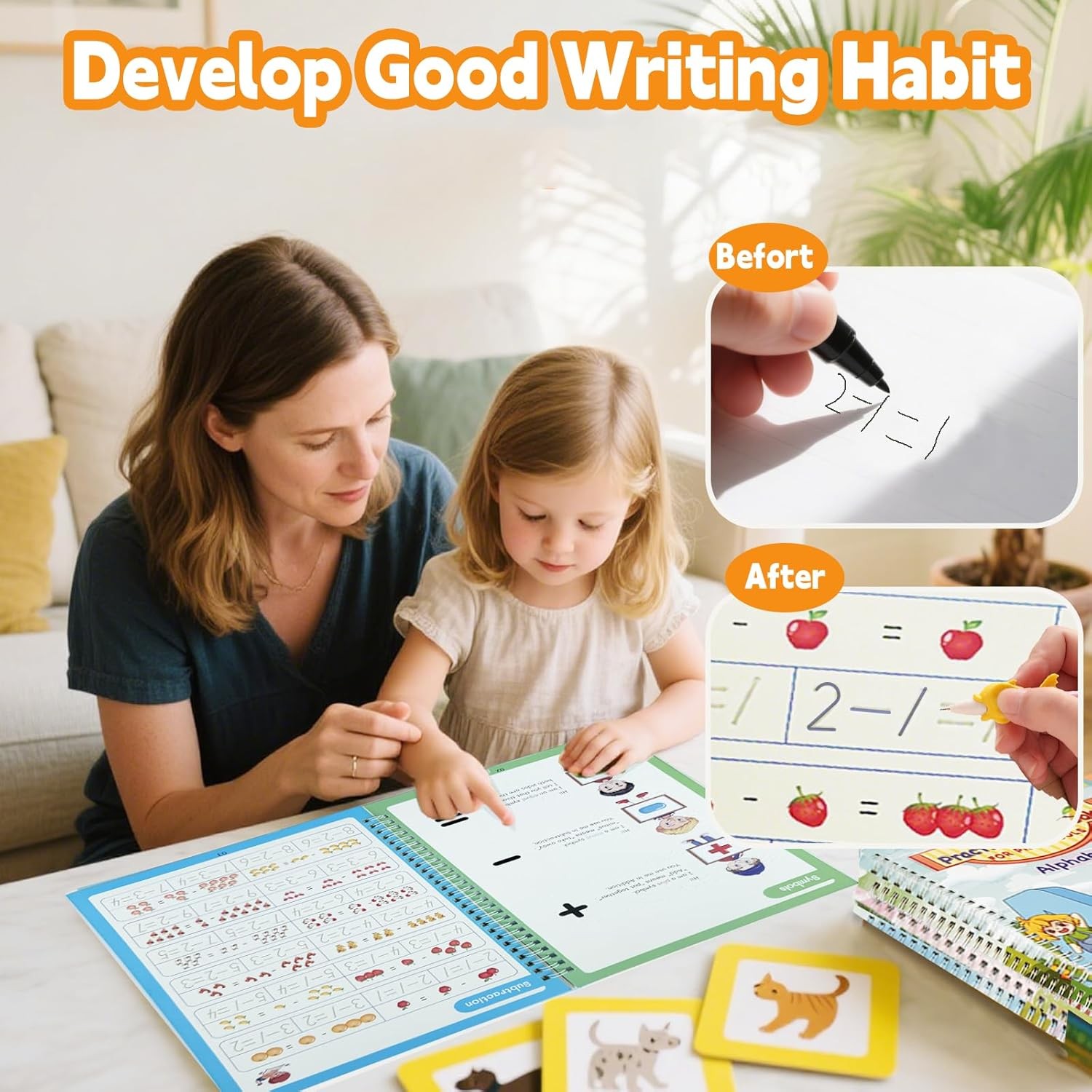 Reusable Handwriting Practice for Kids Ages 3-8, Magic Grooved Writing