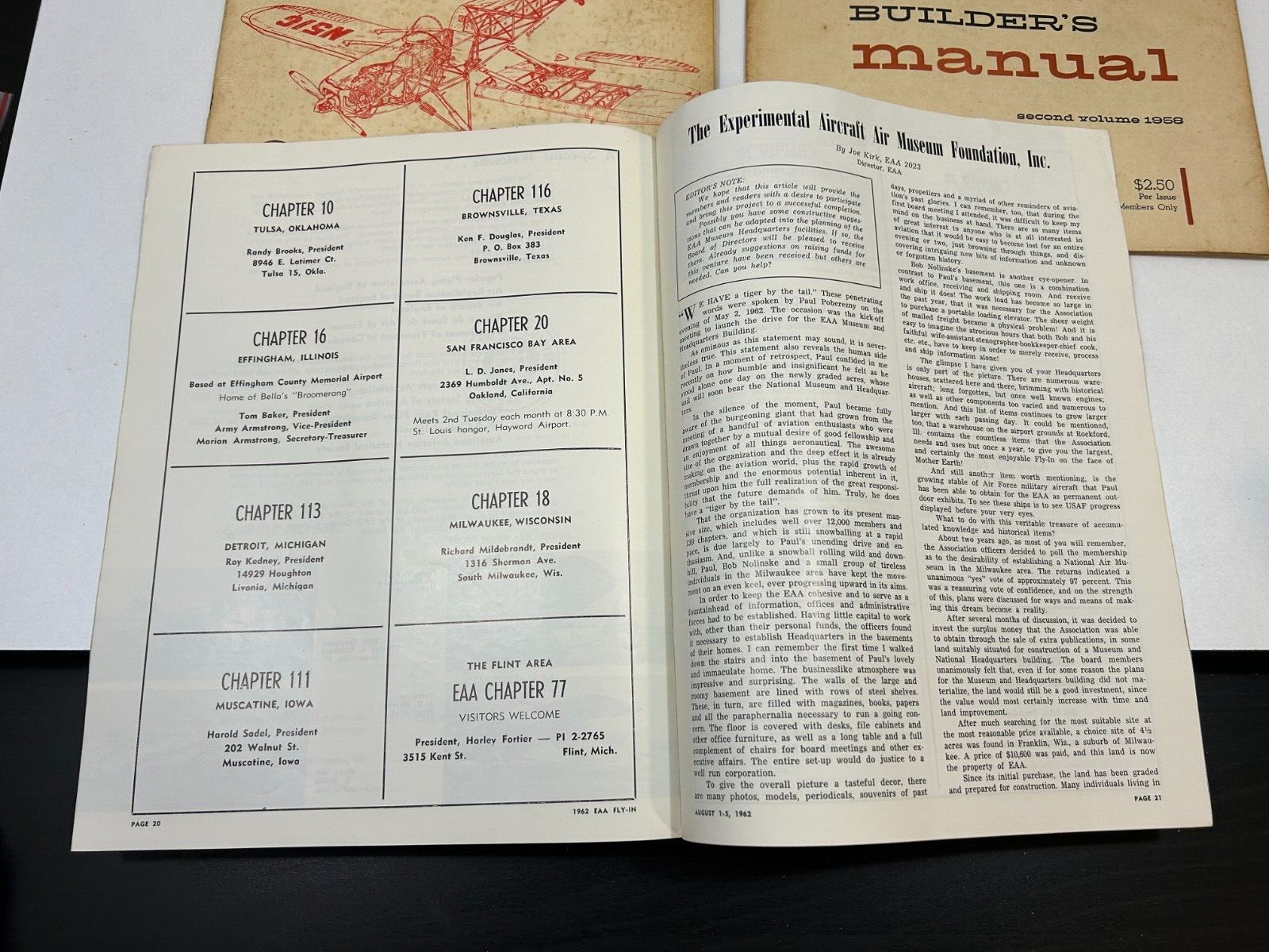 EXPERIMENTAL AIRCRAFT ASSOC AMATEUR BUILDER’S MANUAL 1958 Vol. 2, 1959 Vol 2
