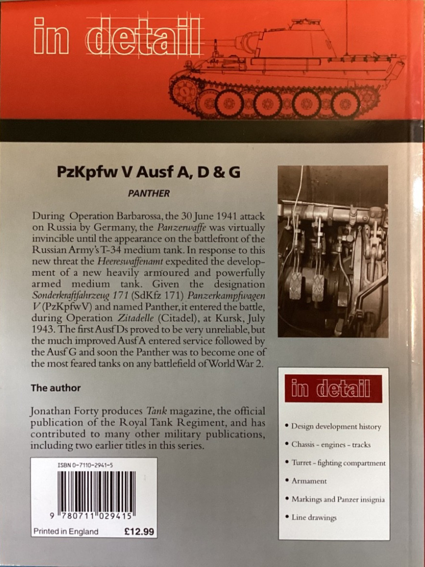 Tanks In Detail Vol. 3 Panzer V Panther. Jonathan Forty 96 Pages Paperback