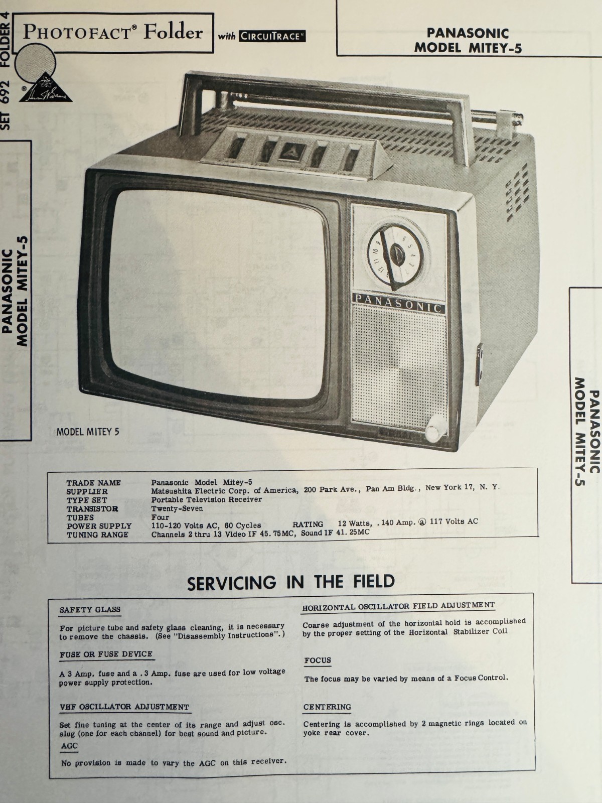 SAMS PHOTOFACT SET No. 692 – TVs, Radios, Records Schematics & Service Manuals