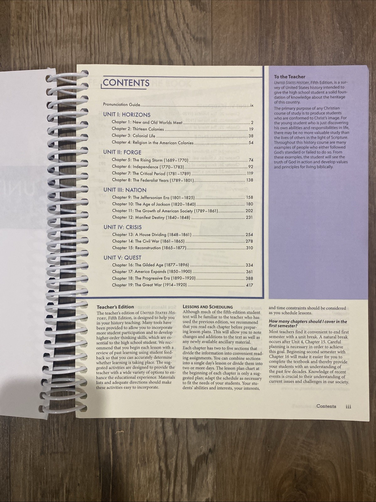 BJU Press United States History Teacher’s Edition Book 1, 2, & Activity Key.