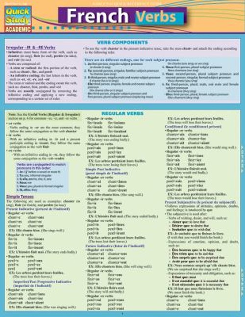French Verbs : QuickStudy Laminated Reference Guide Liliane Arnet