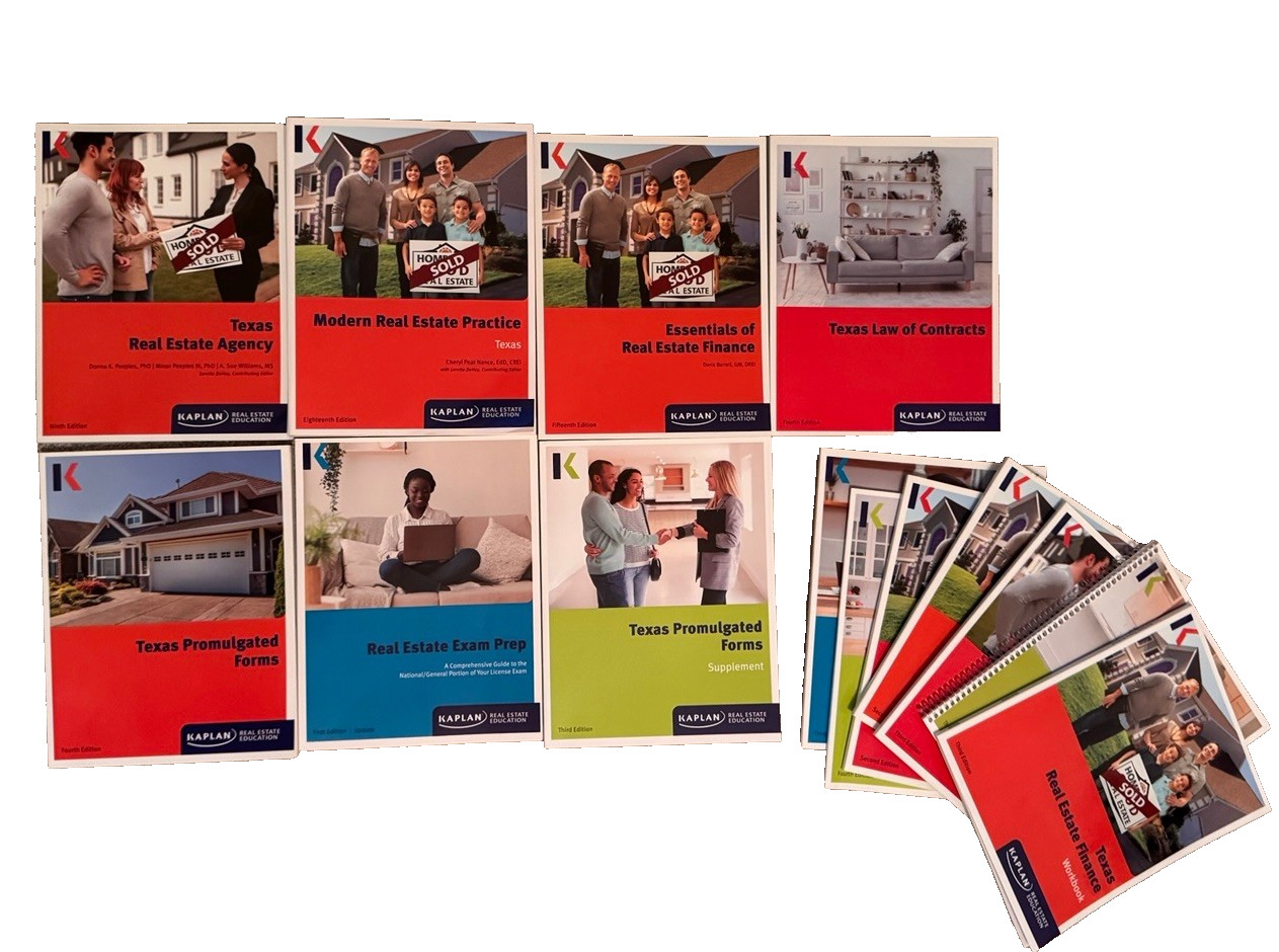Kaplan Education Texas Real Estate Course soft cover Books & Workbooks full set