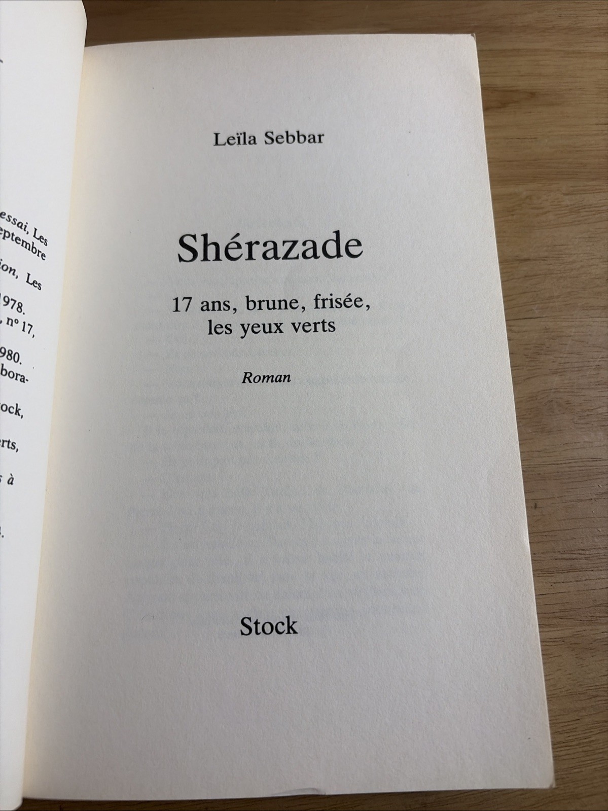 SCHERAZADE (ROMAN/STOCK) (FRENCH EDITION) By Sebbar *Excellent Condition*