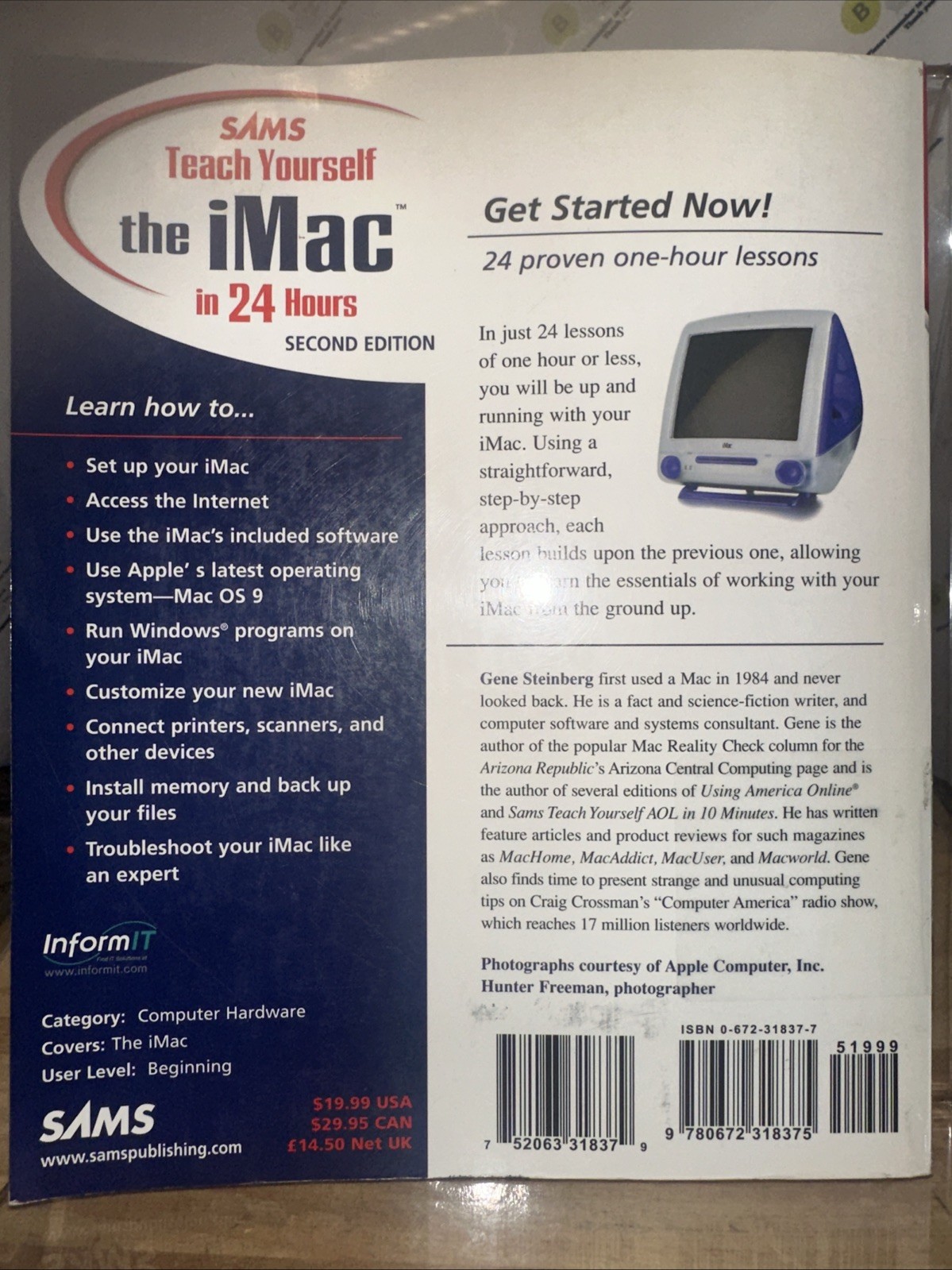 Teach Yourself Ser.: Teach Yourself Mac in 24 Hours by Gene Steinberg (1999)