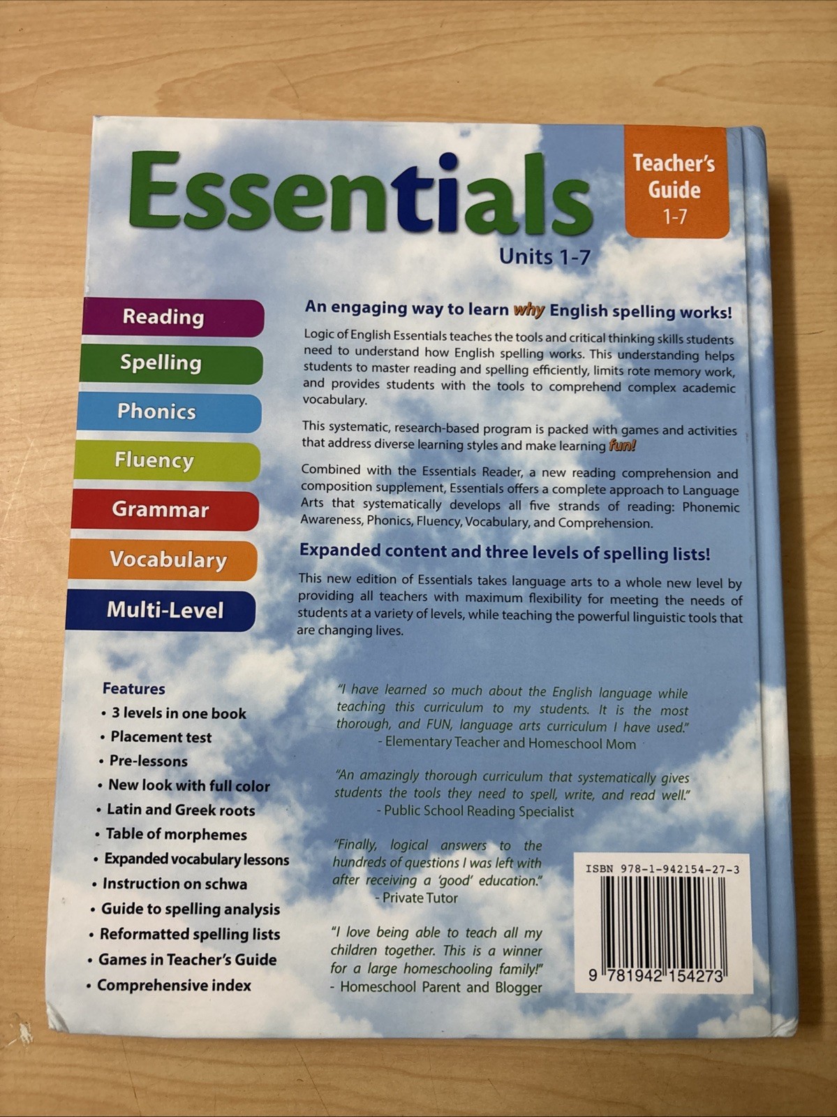 Logic of English Essentials 1-7 Teacher’s Guide Denise Eide 2018 3rd Edition HC