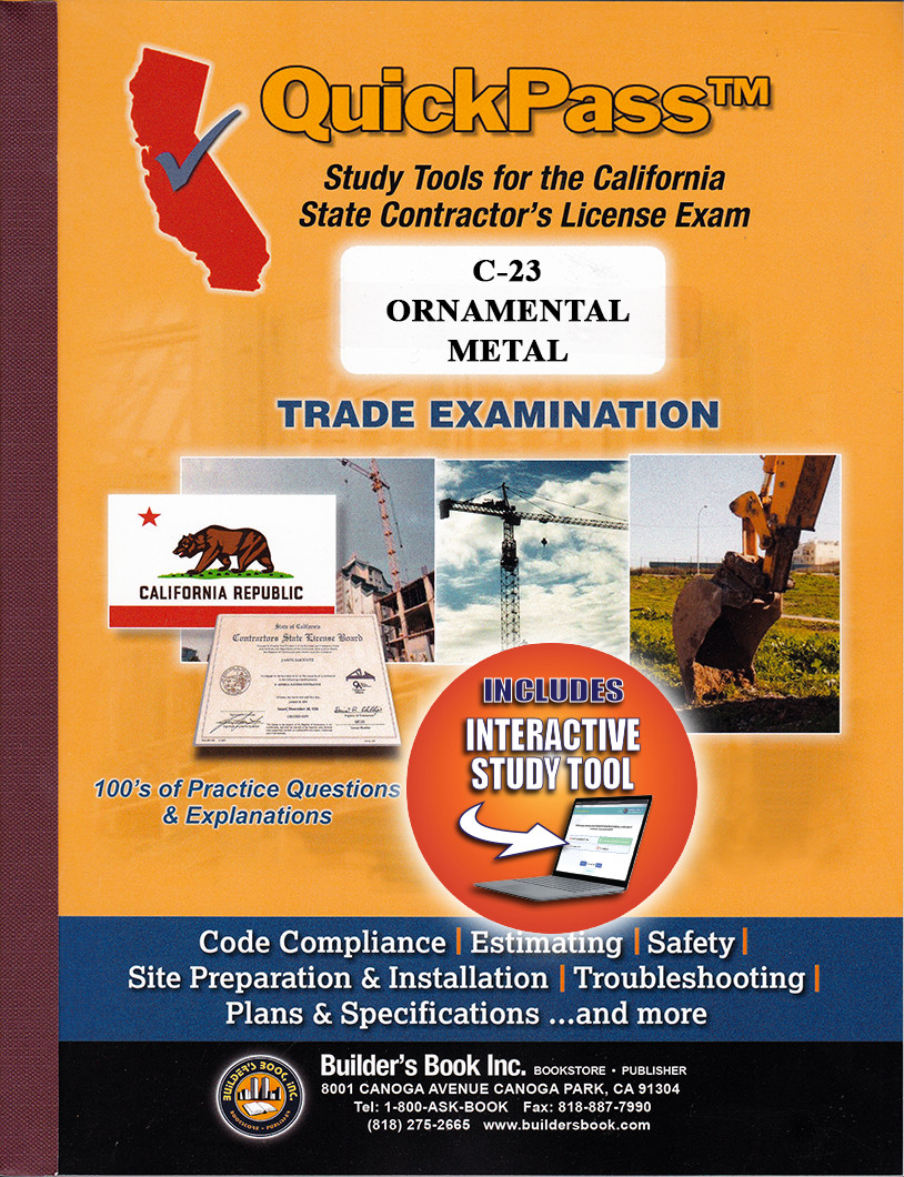 Ornamental Metal License Examination (C-23) – QuickPass Study Tool Book with Onl
