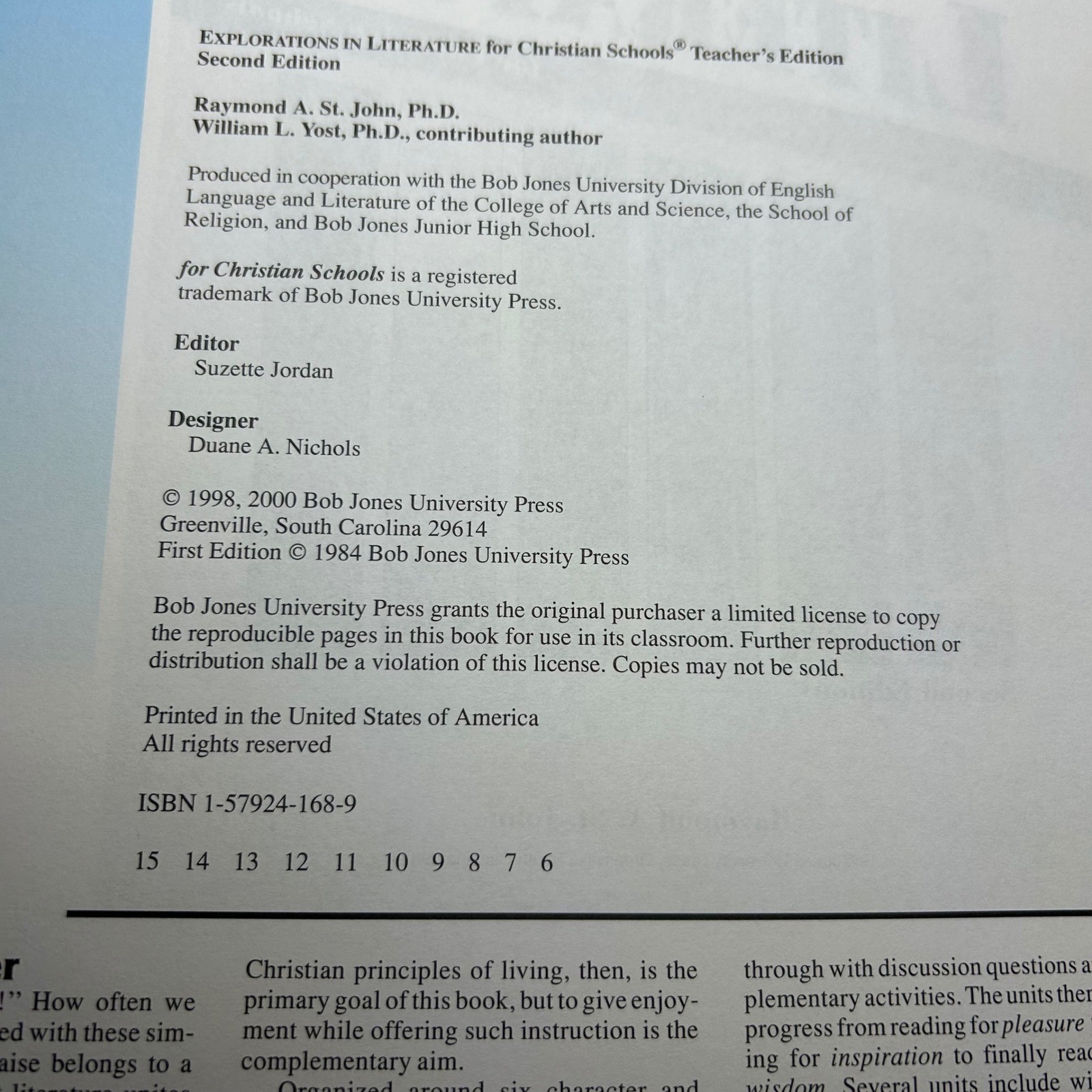 BJU Press Explorations in Literature 2nd Ed Student Teacher Test Bank Set 3 Book