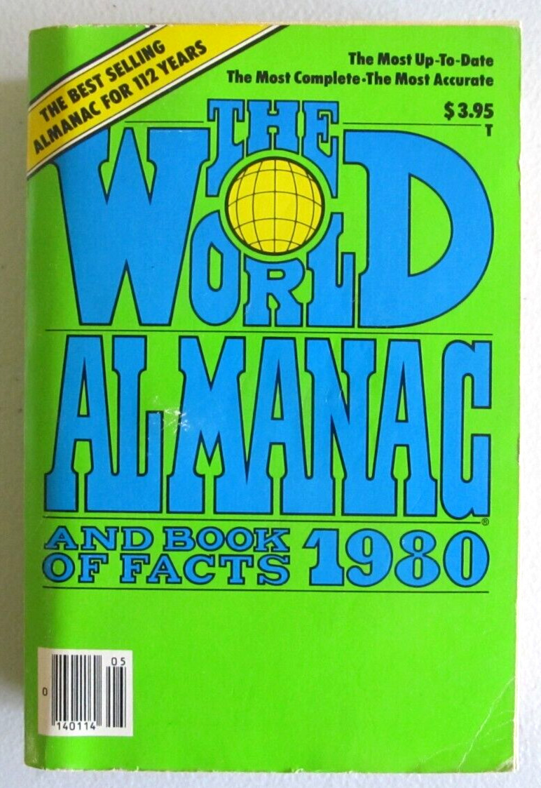 THE WORLD ALMANAC AND BOOK OF FACTS 1980 PAPERBACK NM MT 976 PAGES RARE VINTAGE