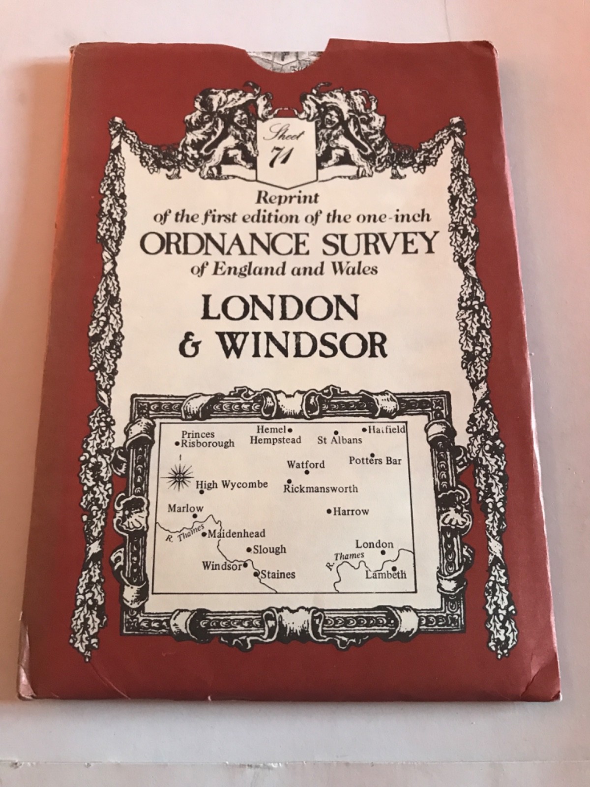 London 1st Ed reprint Ordnance Survey ONE INCH MAP DAVID & CHARLES REPRINT