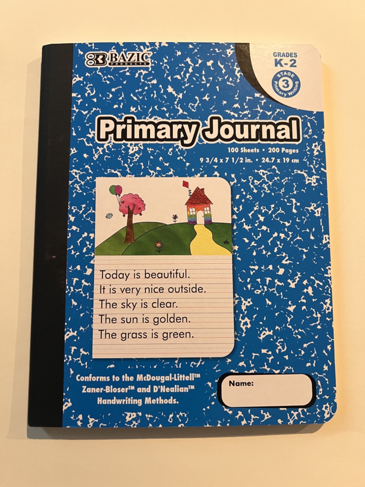 BAZIC Primary Journal Composition 100 Sheet Grades K- 2 Notebook (3 pack) Books