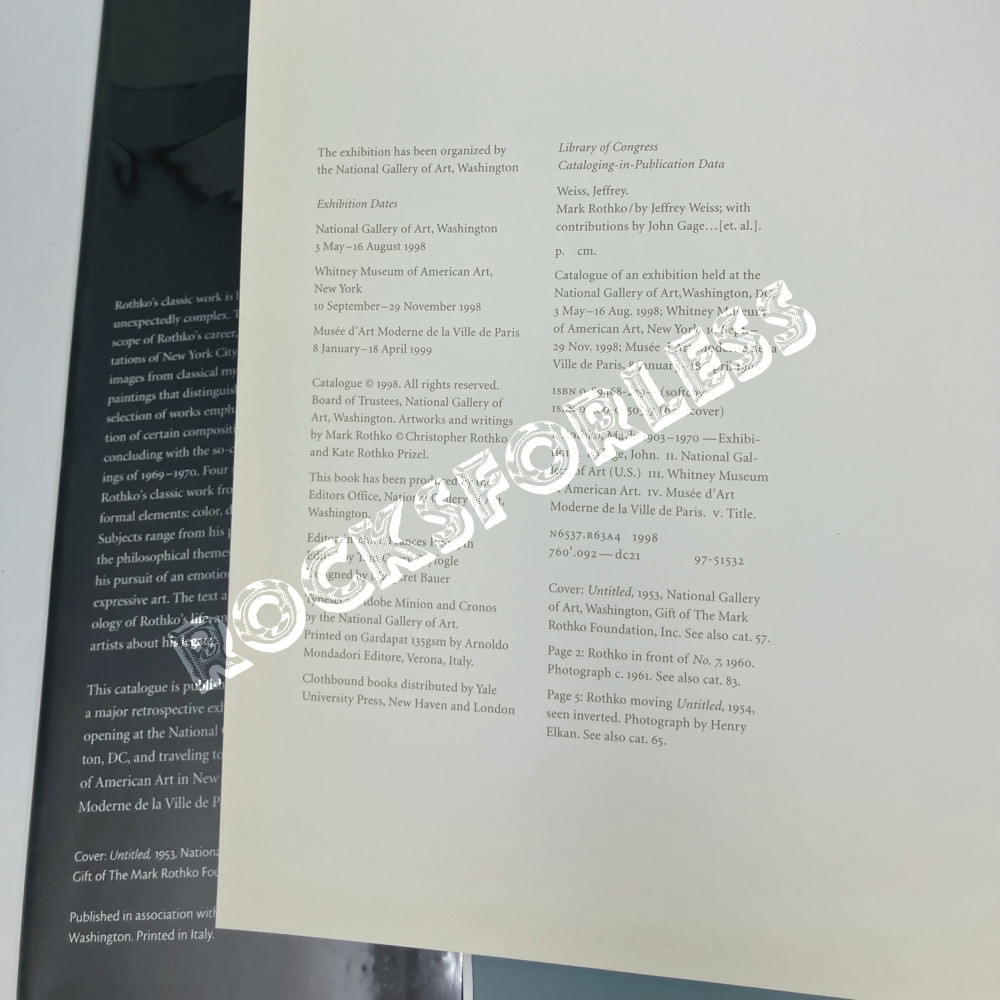Mark Rothko Exhibition Book – 1998 Hardcover
