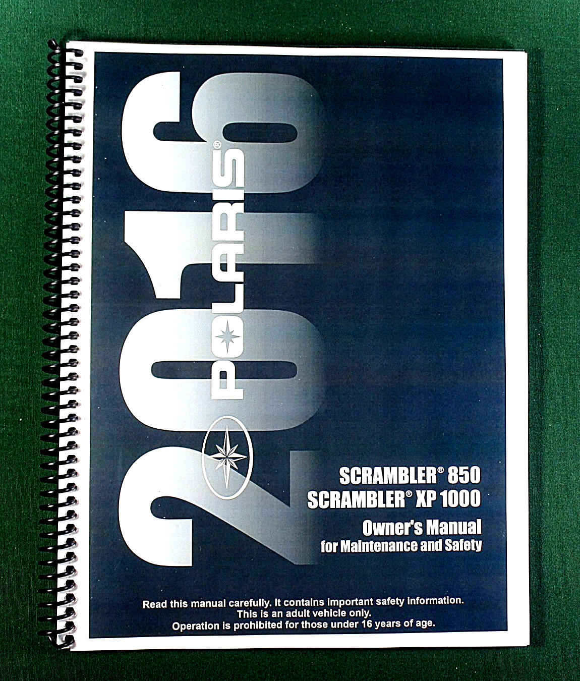 2016 Polaris Scrambler 850 ATV Owner’s Manual: 146 Pages & Clear Covers!