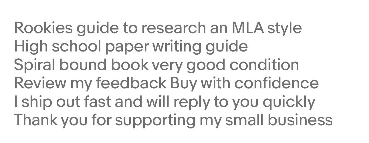 Rookies guide to research MLA style guide to high school papers FREE SHIPPING