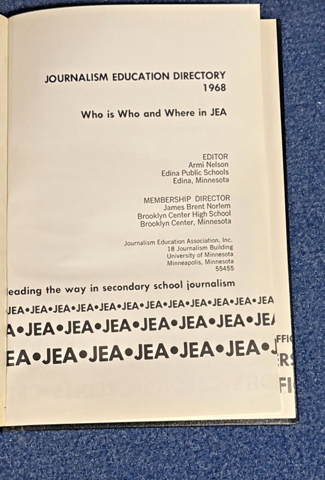 Journalism Education Directory- 1968 Hardcover
