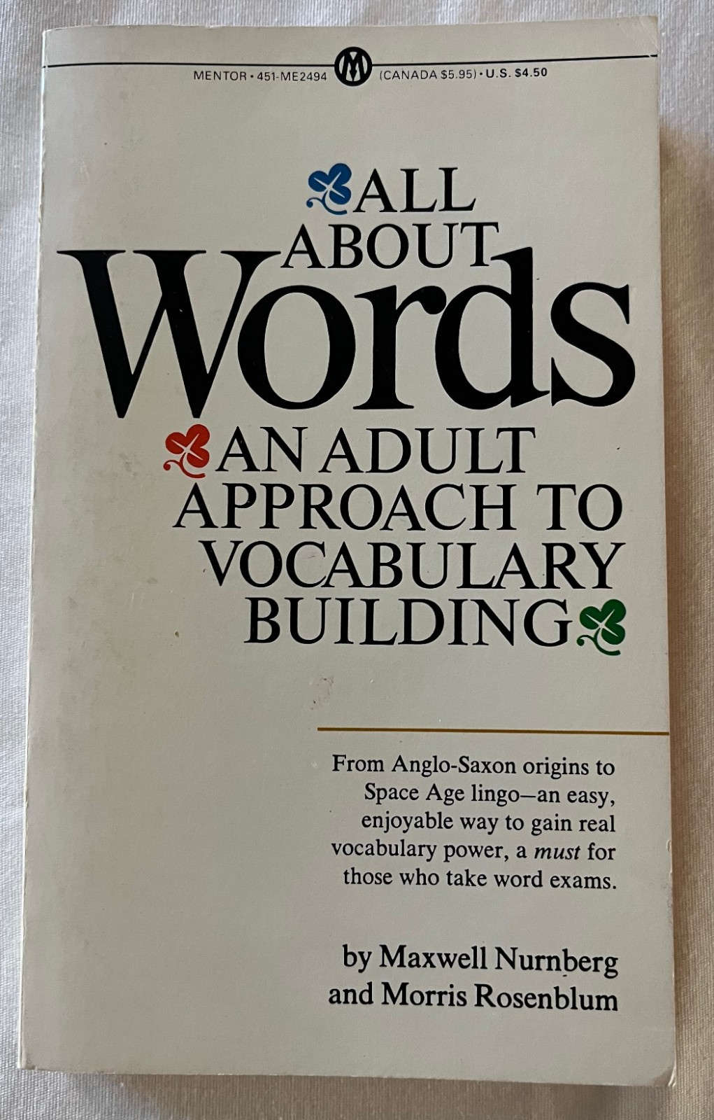 All About Words: An Adult Approach to Vocabulary Building, paperback 416 pages