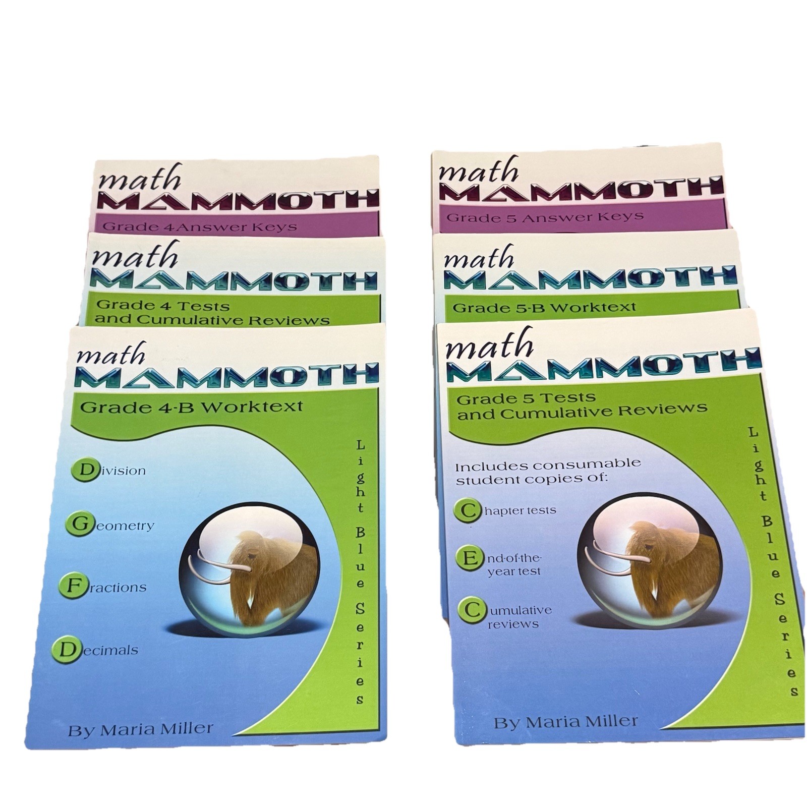 Math Mammoth Grade 4: 4A, 4B Worktext, Tests & Cumulative Review, Answer Keys
