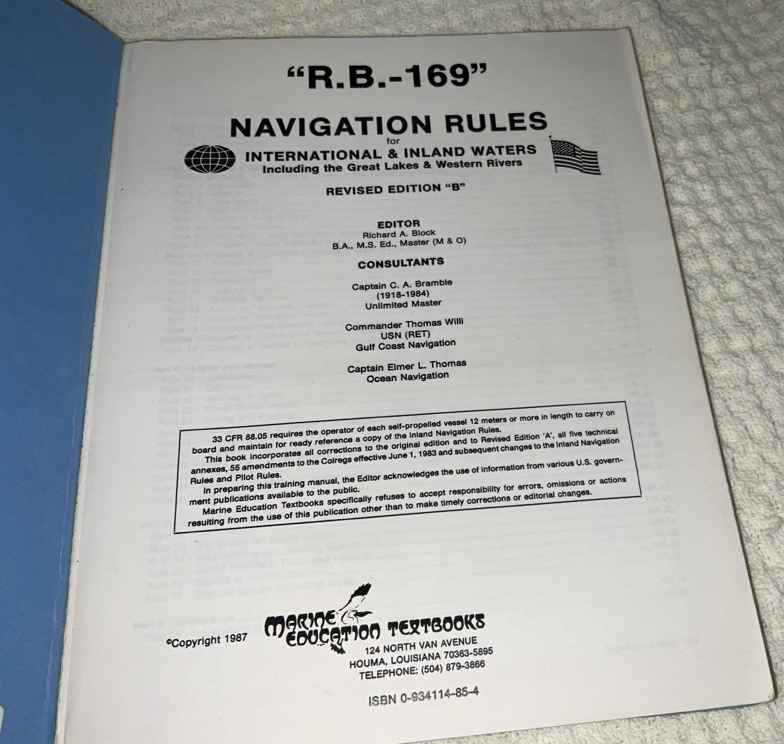1987 R.B.-169 Navigation Rules