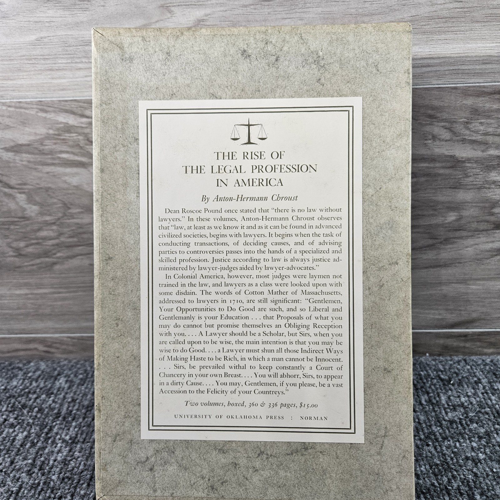 The Rise of the Legal Profession in America Chroust 2 Vol Slipcase Set