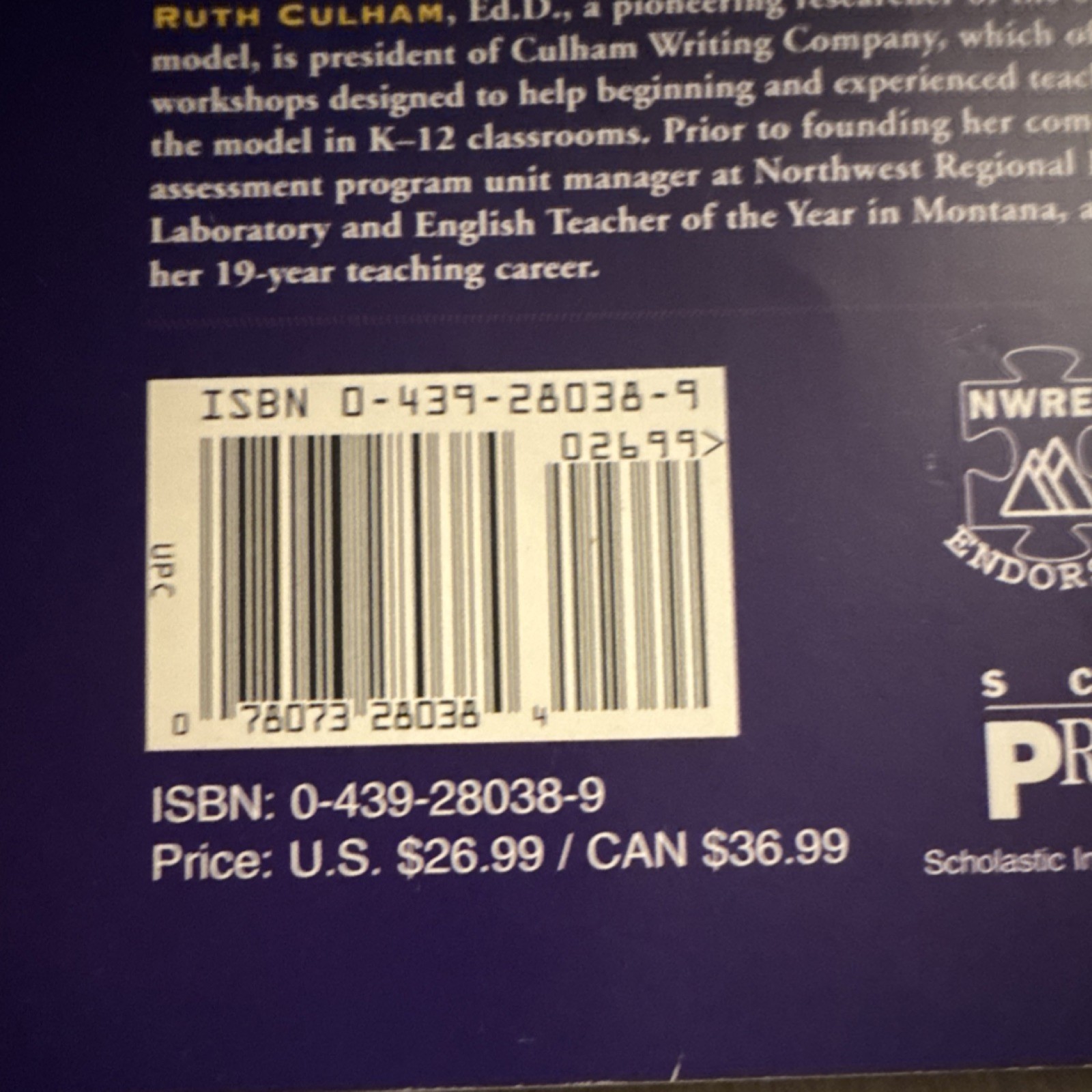 Scholastic 6+1 Traits of Writing by Ruth Culham Study Guide Book Grades 3 & Up