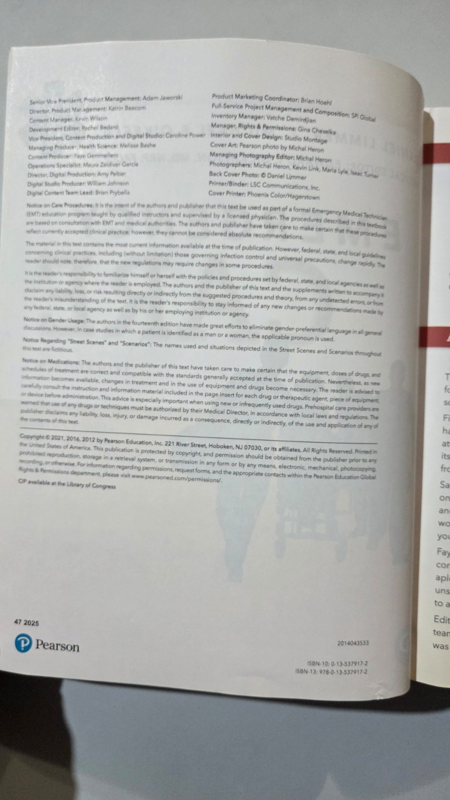 Emergency Care 14th Edition (Bound- Looseleaf). Pearson.