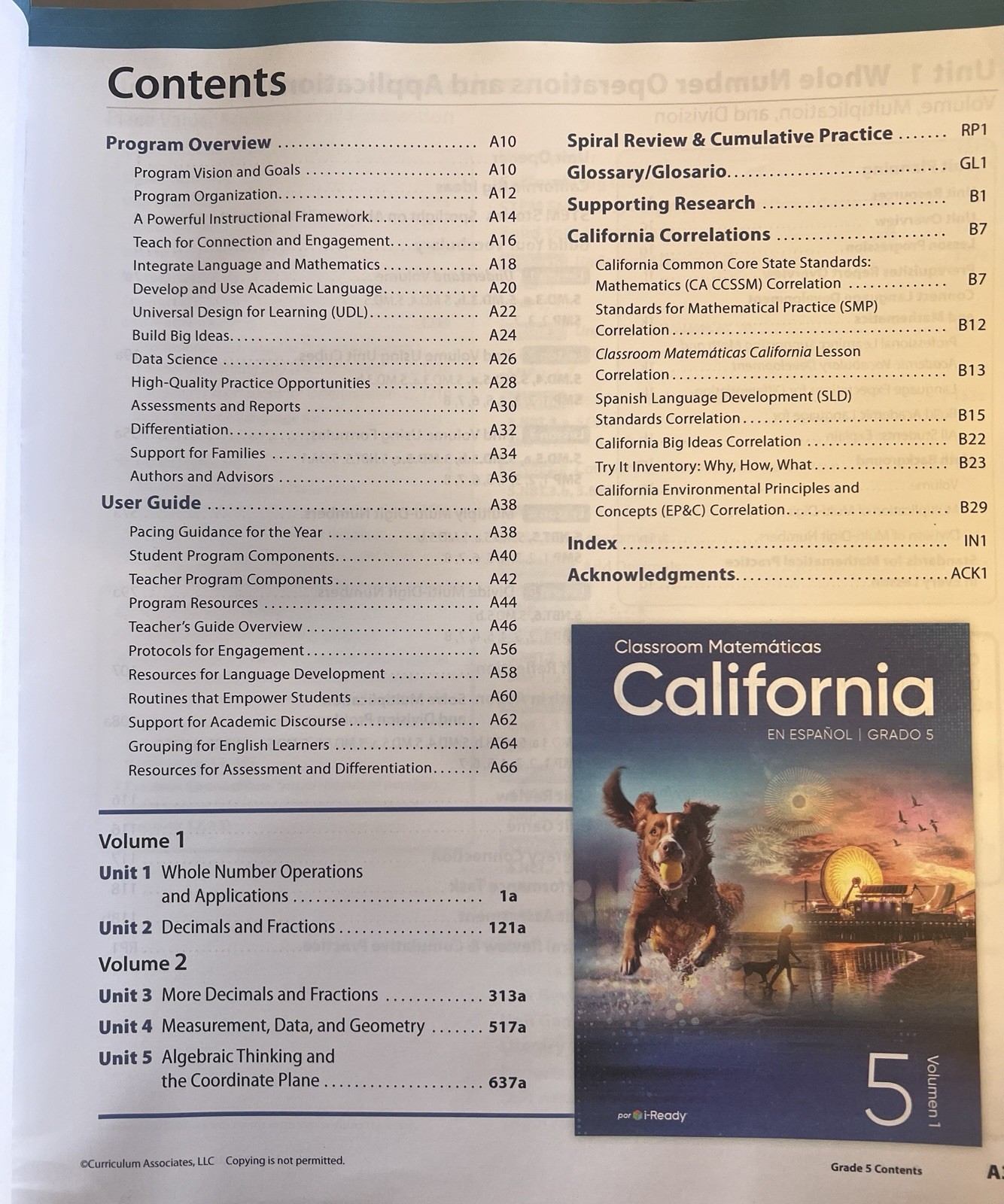 Curriculum Associates California, Grade 5, Guia Del Maestro En Español , Vol 1