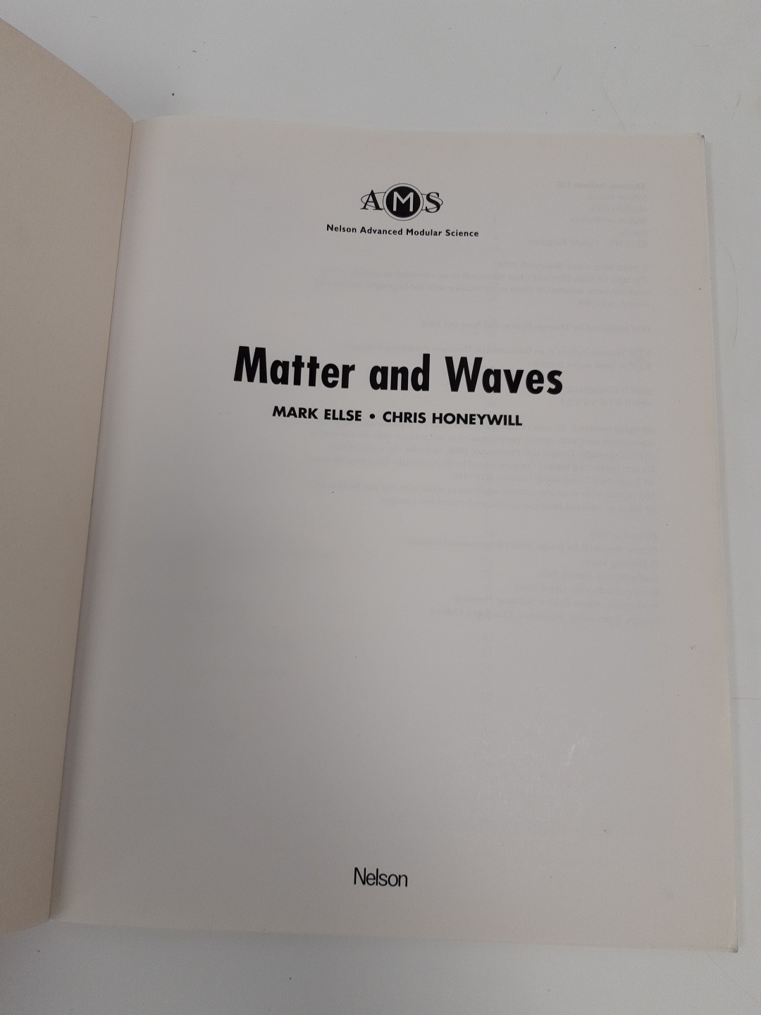 Matter and Waves Nelson Advanced Modular Science Physics Mark Ellse C Honeywill