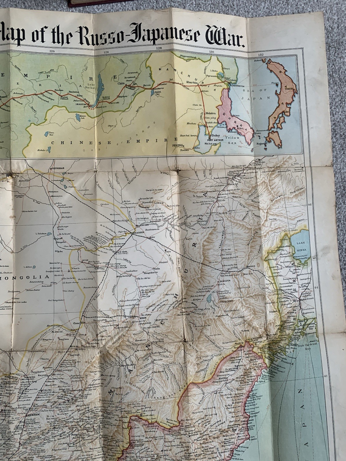 The Times 1905 Russo-Japanese War Folding Map – Port Arthur Vladivostok