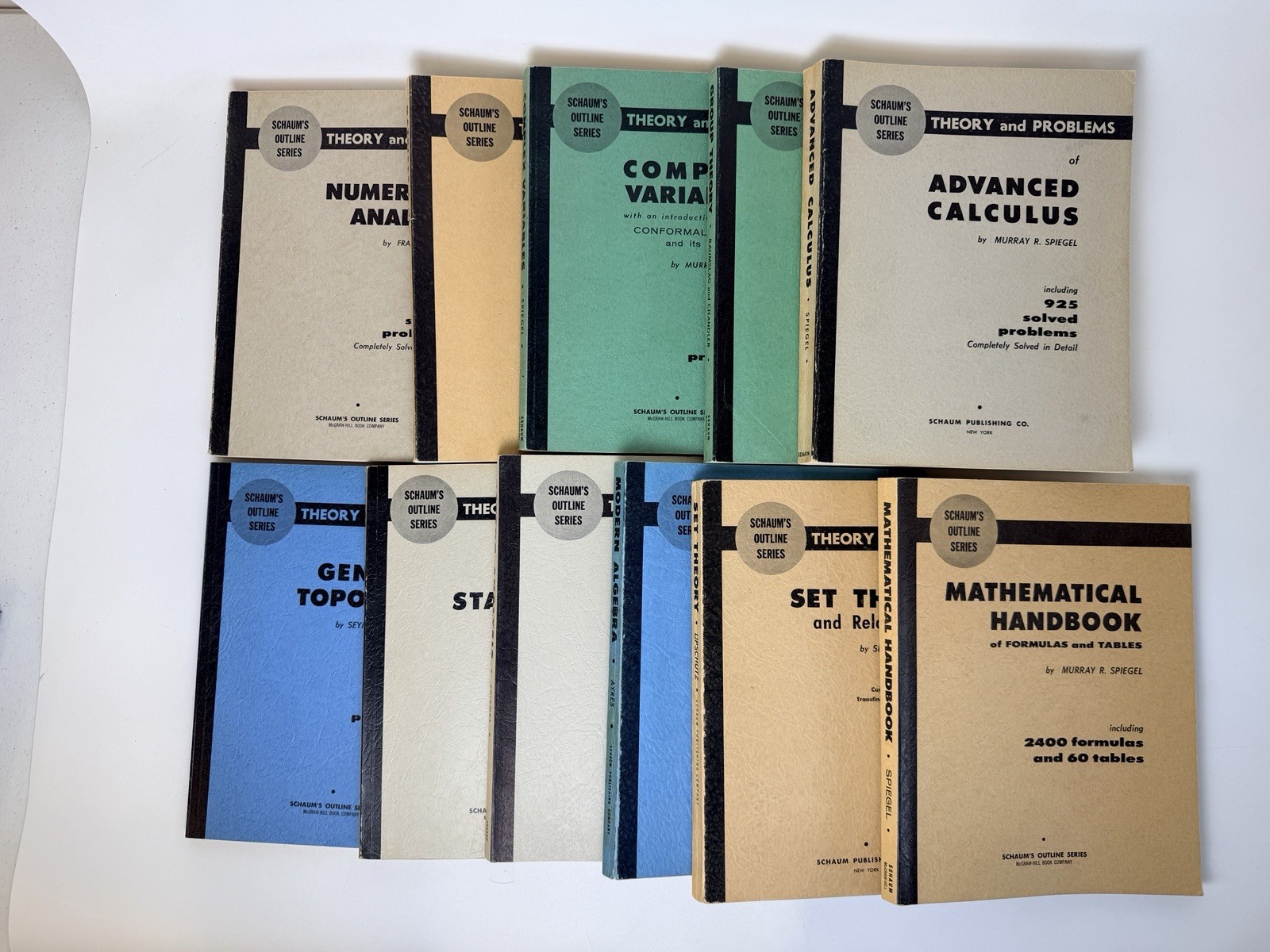 Vintage Lot of 11 Schaum’s Outline Series Mixed Theory & Problems Math PB- Good