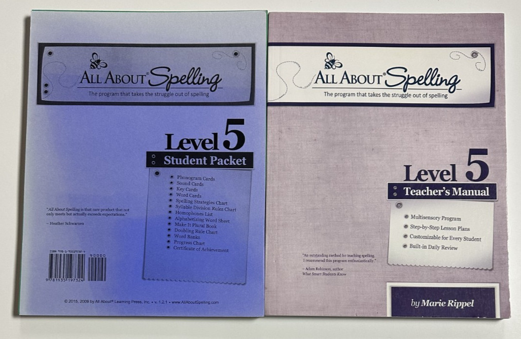 All About Spelling Student Level 5 Complete Kit Teacher’s Student Packet