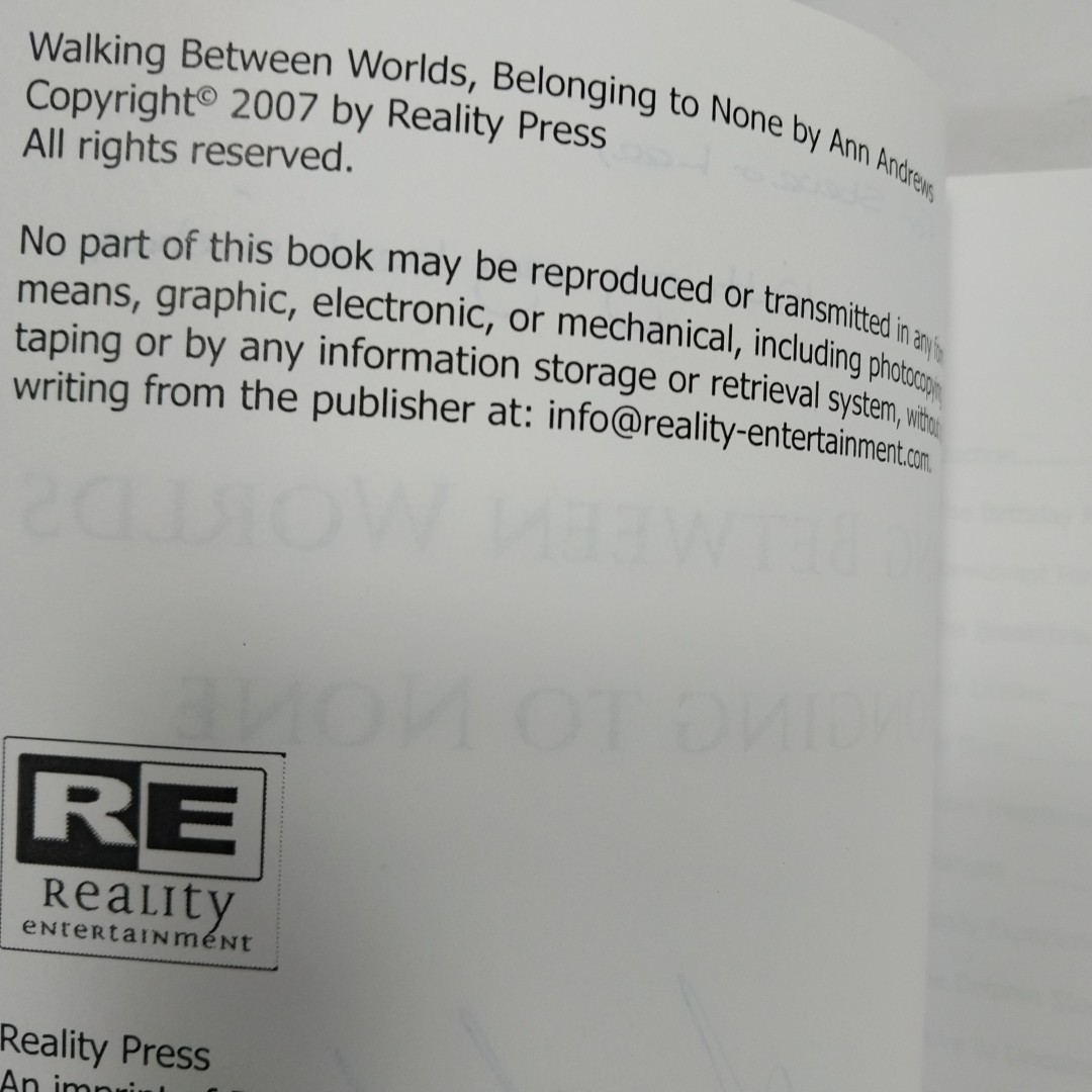 Walking Between Worlds: Belonging To None by Ann Andrews Paperback / SIGNED 1st