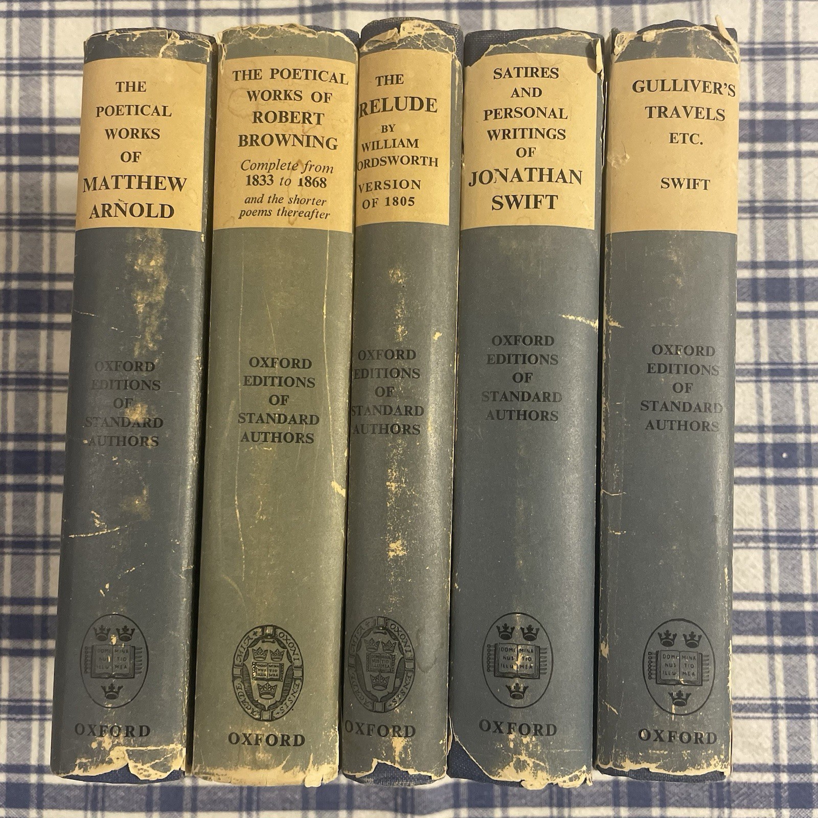 Set Of Five Vintage Oxford Editions Of Standard Authors HB DJ 1950s Decorative