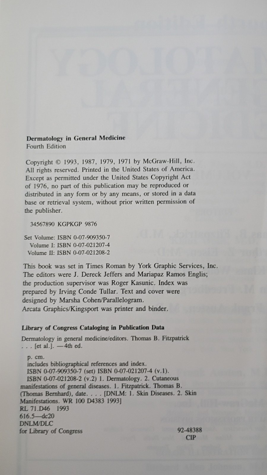 Dermatology in General Medicine by Arthur Z. Eisen 4th Edition 1993 Volume 2