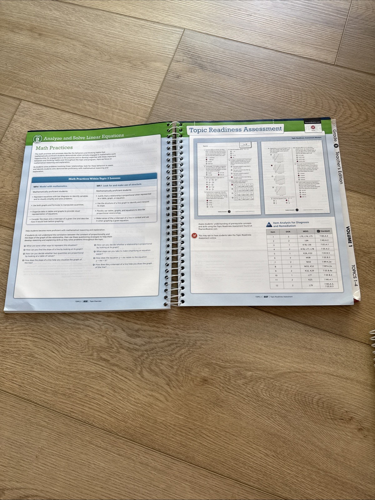 ENVISION MATH 2.0 – GRADE 8 – TEACHER’S EDITION VOLUME ONE