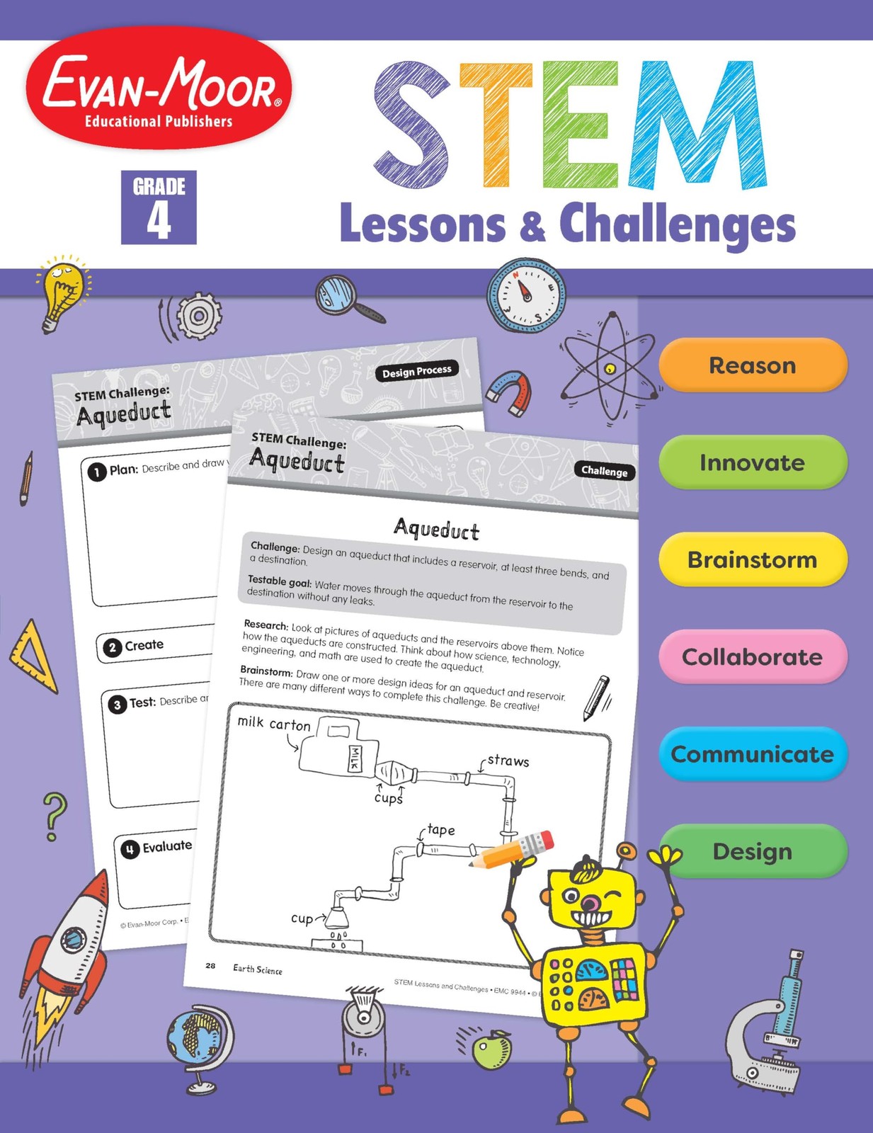 Evan-Moor Stem Lessons and Challenges, Grade 4 Homeschooling & Classroom Res…