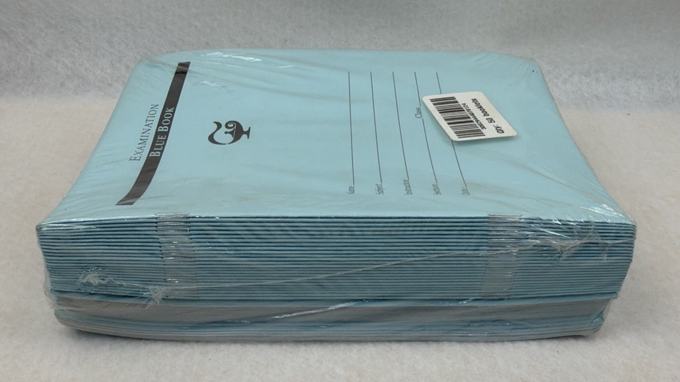 50 Blue Book Exam Booklets 7×8.5 Wide Ruled Essay Test Notebooks School Pack.