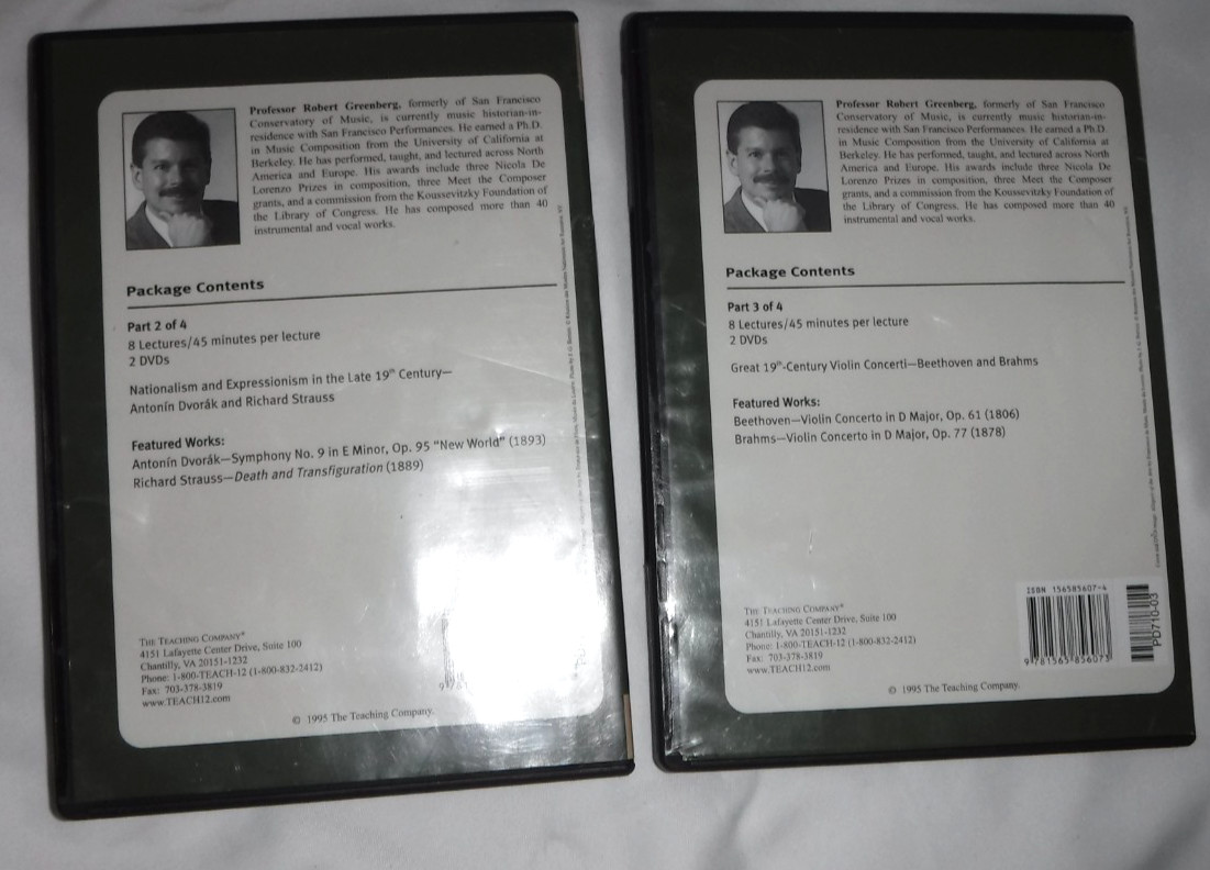 Concert Masterworks by Robert Greenberg Part 2 & 3 DVD Only Replacements