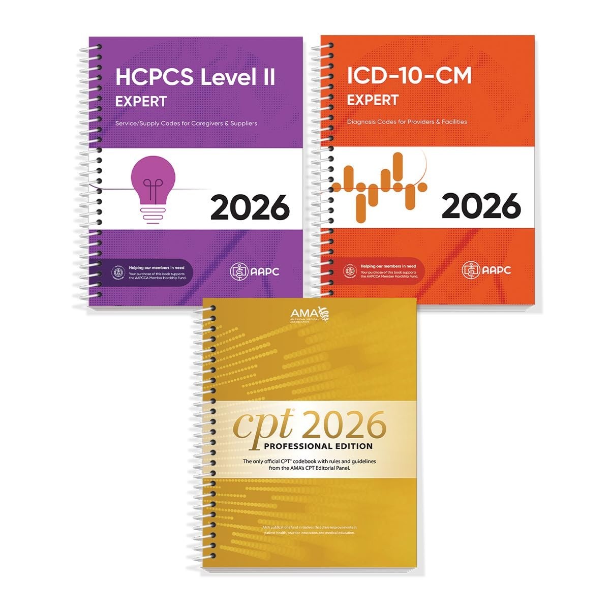 AMA CPT Book, ICD-10 Code Book, HCPCS Book – 2026 Physician Bundle by AAPC