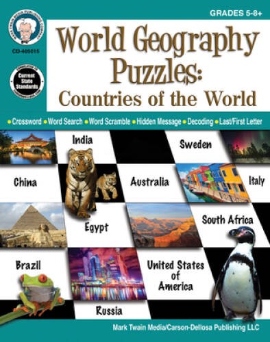 World Geography Puzzles: Countries of the World, Grades 5 – 12 – VERY GOOD