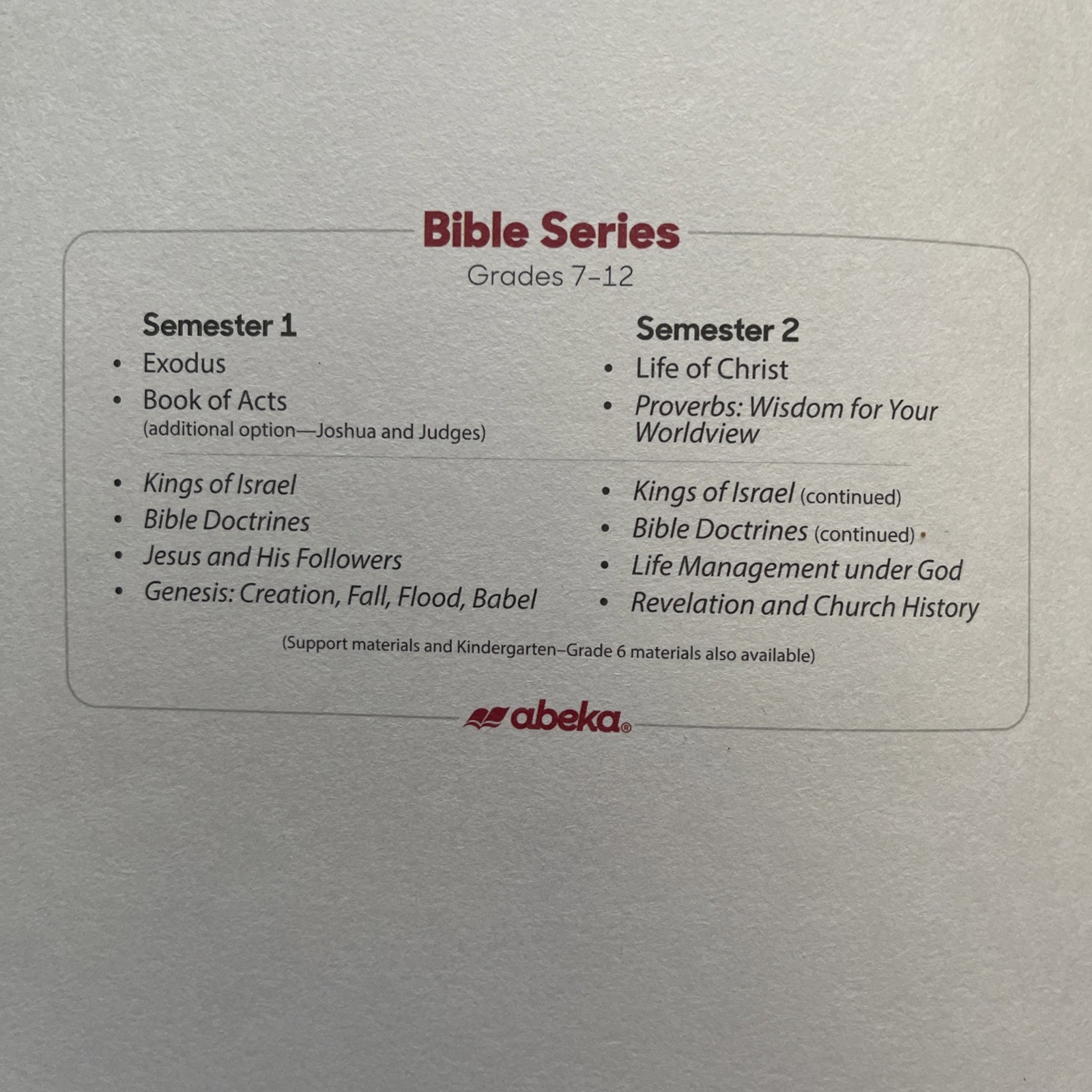 Proverbs: Wisdom for Your Worldview – 1st Ed. – Abeka Bible Series – Grades 7-12