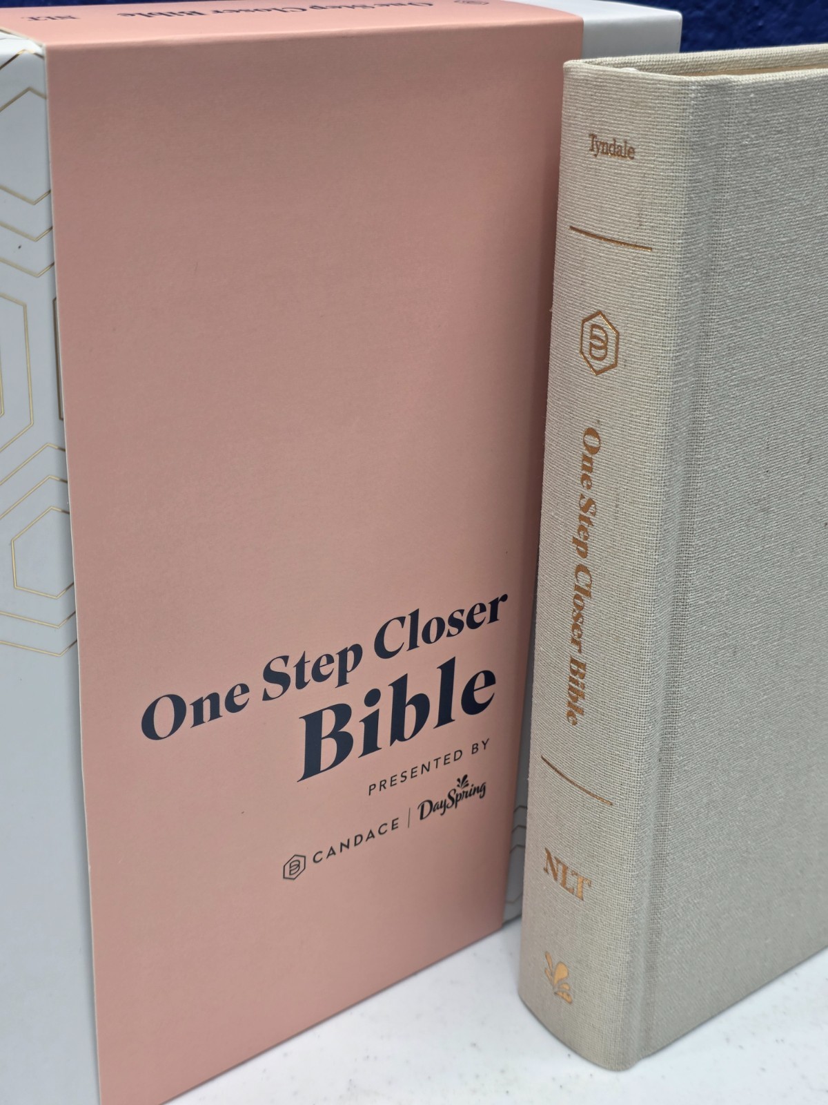 One Step Closer Bible NLT – Warm Gray Cloth Over Board DaySpring – With Slipcase