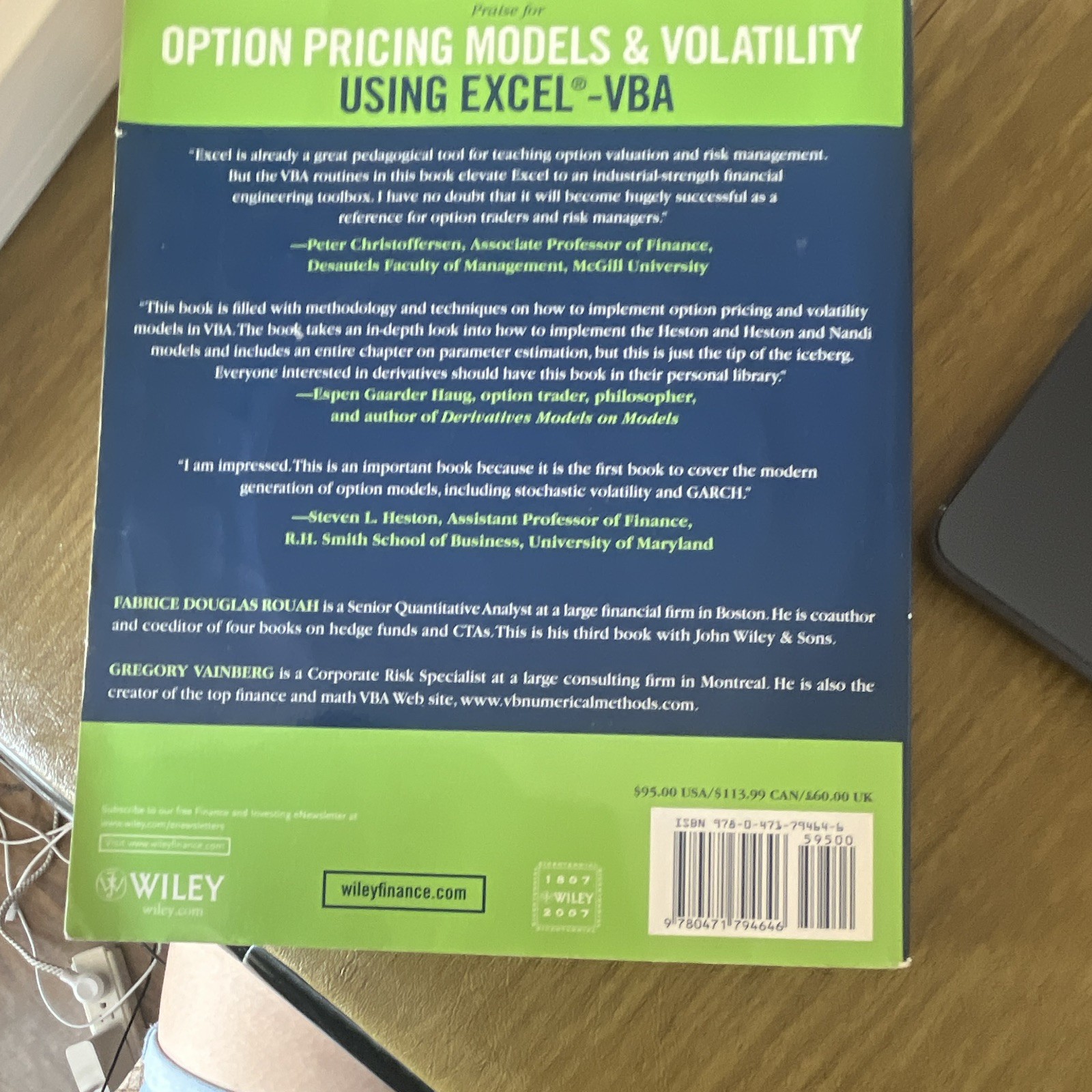 Wiley Finance Option Pricing Models & Volatility Using Excel-VBA PB+CD 2007