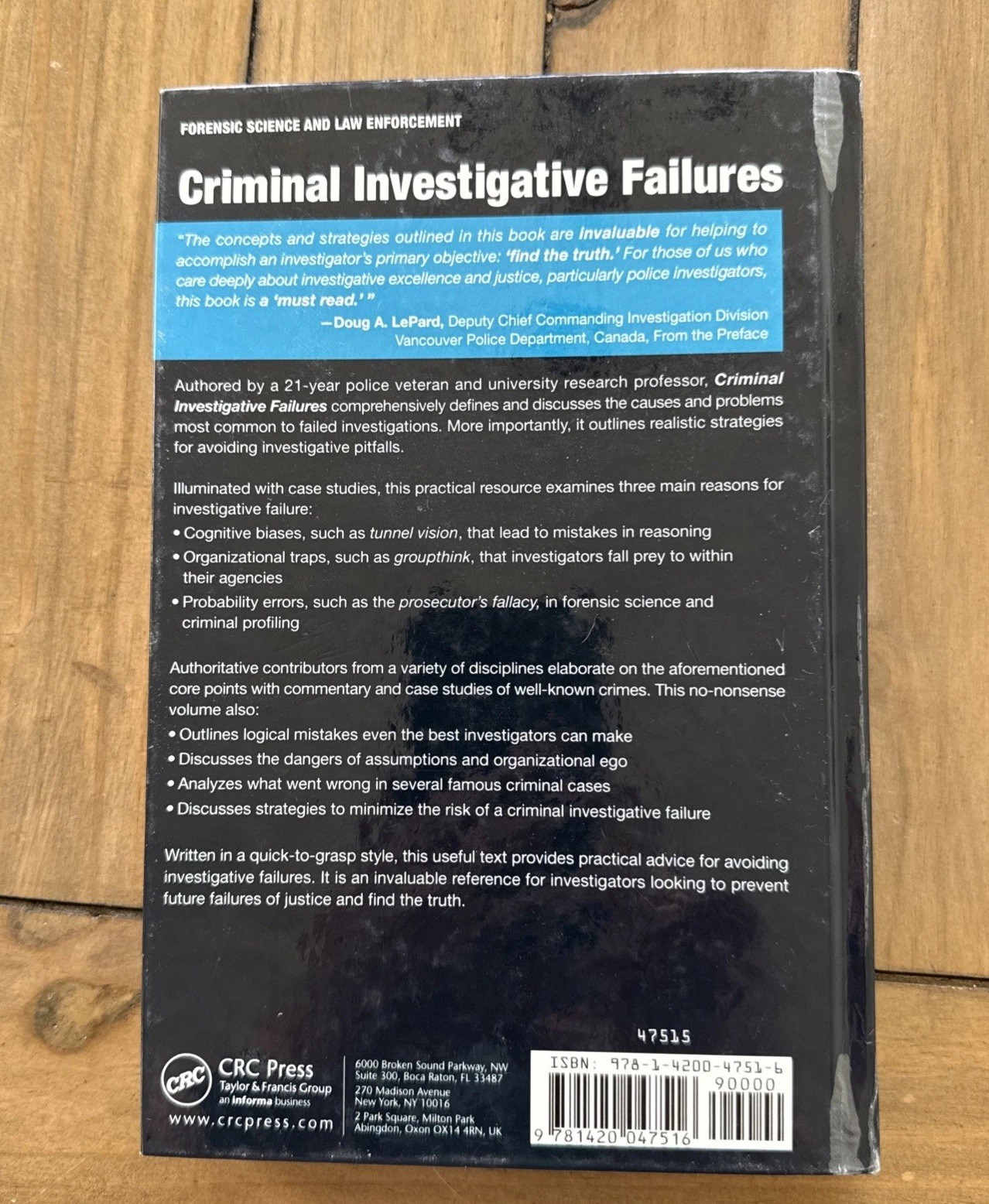 Criminal Investigative Failures by D Kim Rossmo, 2009, HC