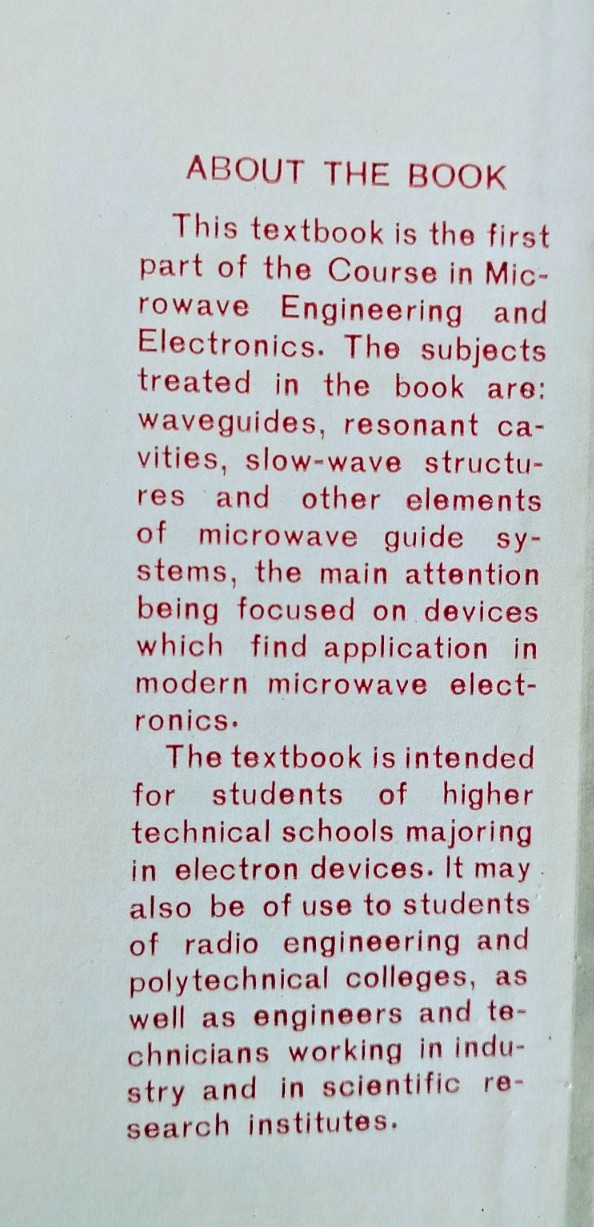 Microwave Engineering by I. Lebedev, Mir Publishers Moscow, 1973, Hardcover